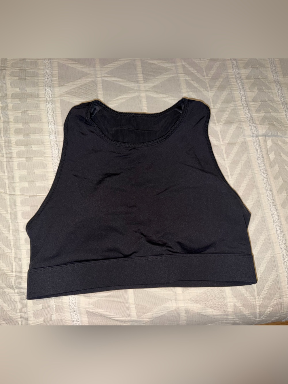 Fabletics Black High Neck Crop Sports Bra- XL
